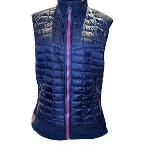 Little Donkey Andy Quilted Puffer Vest Black Reddish Pink Accents Women's Large